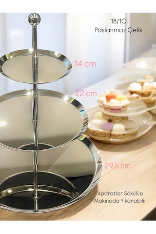 Qerhome 3 Katlı Gümüş Lüks Sunumluk Gümüş