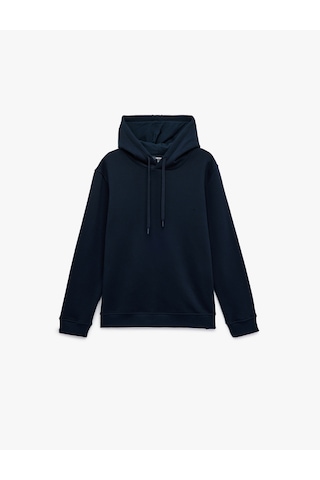 Koton Şardonlu Uzun Kollu Basic Kapşonlu Sweatshirt Lacivert 6wam70015mk Lacivert