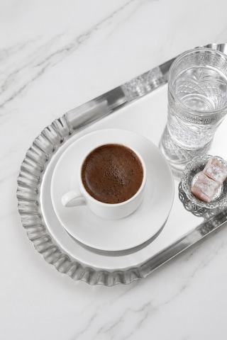 4'lü Oval Tırtıklı Paslanmaz Çelik Gümüş Kayık Sunum Tabağı 30 Cm