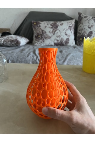 Northcity 3d Baskı Petek Dokulu Vazo - Delikli Dekoratif Vazo-turuncu Sarı - Turuncu