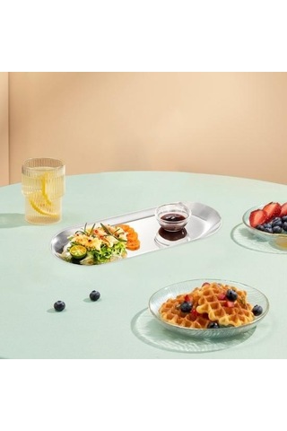 Altın Paslanmaz Çelik Barbekü Plaka Ayna Parlatıcı Gıda Sınıfı Bulaşık Makinesinde Yıkanabilir Çok Fonksiyonlu Aperatif Tatlı Sebze Yemek Servis M