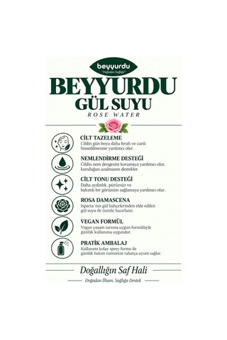 Beyyurdu Gözenek Görünümünü Düzenlemeye Yardımcı Aydınlatıcı ve Arındırıcı Bakım Gül Suyu Tonik 100 ML