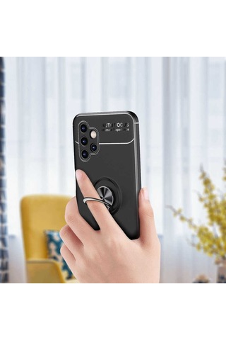 Samsung Uyumlu Galaxy A13 4G Kılıf Yüzüklü Magnetli Ravel Case Kapak
