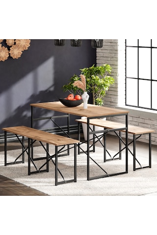 Masa Takımı Bench Bank Masa Seti 120x60  Masa Mutfak Masası Yem