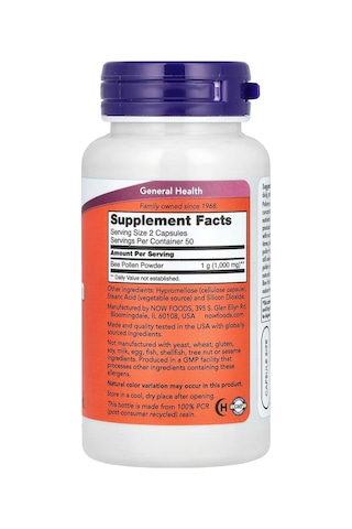 Bee Pollen Caps 500 Mg 100 Kapsül Her Servis 2 Kapsül 1000 Mg.