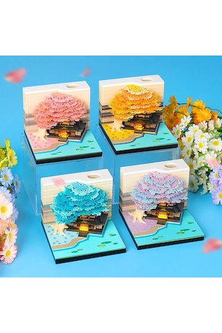 Ağaç Masa Takvimi 2025 Takvim Planlayıcı Led Işıklı Yaratıcı