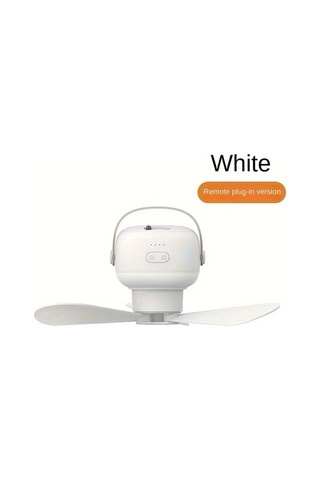 Xuweiwei Beyaz Taşınabilir Akıllı Tavan Fanı Uzaktan Kumandalı Şarj Edilebilir Ayarlanabilir Hızlar 2si 1 Arada Kamp Ofis Ev İçin