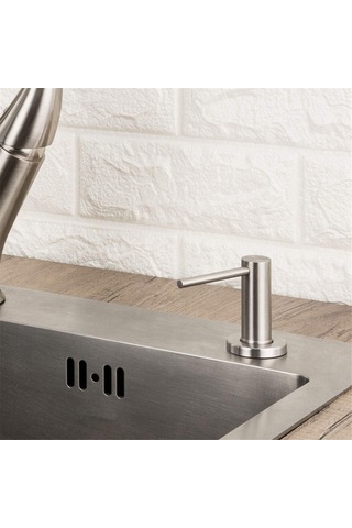 Xurunkeji Mutfak Lavabosu İçin Sabunluk Fırçalanmış Paslanmaz Çelik Tezgah Üstü Pompalı El Losyonu Şişe Ve Gümüş Gümüş