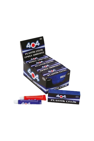 404 Plastik Çelik No:1 Şeffaf Yapıştırıcı 16 Gram Çift Karışımlı - 12 Adet