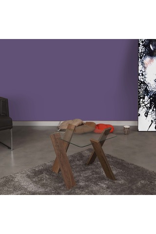 Roman Cam Yan Sehpa Mini Kafkas Meşe / Çiçeklik Sehpa