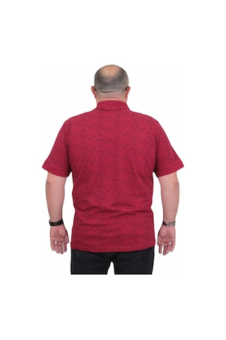 Moc Grande Mocgrande Erkek Büyük Beden Polo Yaka Üçgen Baskılı Tişört 24450 Bordo-Bordo