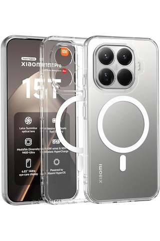 Xiaomi 14t Pro İle Uyumlu Kılıf Kamera Korumalı M-safe Şarj Özellikli Şeffaf Tasarım Z-london Sert Pc Kapak