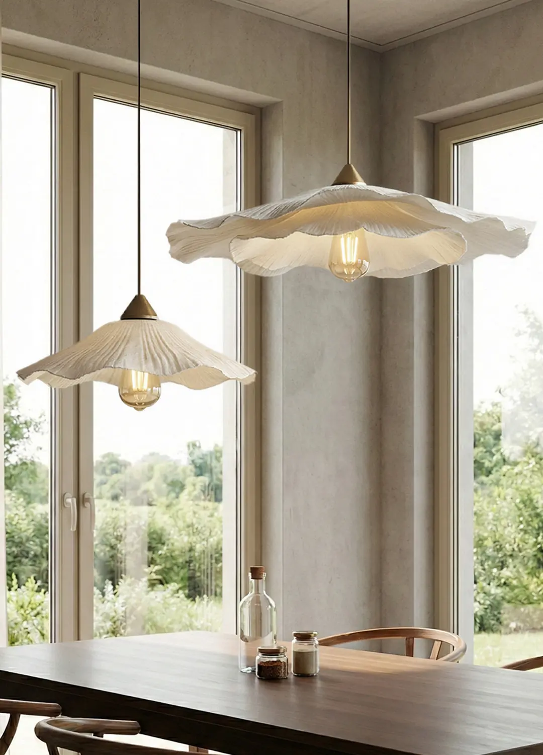 2'li Modern Avf İki Katlı Sarkıt Avize & 40 Cm Avize Beyaz