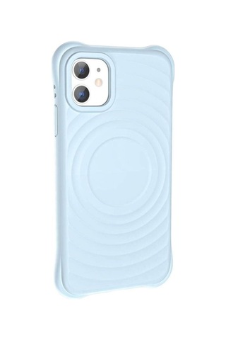 Apple Uyumlu iPhone 11 M-safe Şarj Özellikli Airbagli Mat Görünümlü Zore Hepi Kapak Mavi Açık