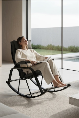 Lumis Garden Relax Sallanan Sandalye, Metal Ayaklı Tv Koltuğu, Sallanan Tekli Koltuk Gri