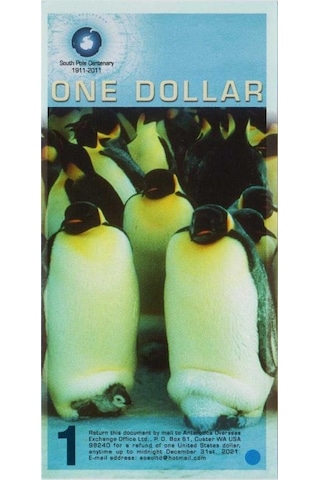 Antarktika 1 Dolar 2011 Penguenler Ve Güney Kutbu'nun 100. Yılı Temalı Para. Çil Kondisyon.