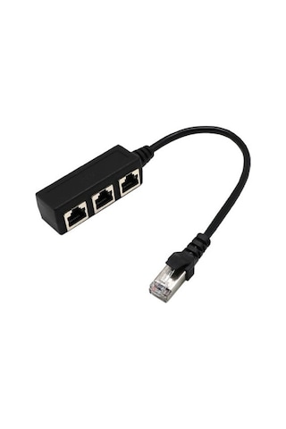 Maiyame Üç Portlu Rj45 Ethernet Ayırıcı: Birden Üç Ağ Bağlantısı Sağlayıcı Kablolu Adaptör - Siyah