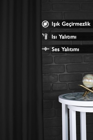 Özenev Blackout Işık Geçirmez Fon Perde Siyah Pilesiz Ekstraforlu Karartma Güneşlik 150x270 Genel