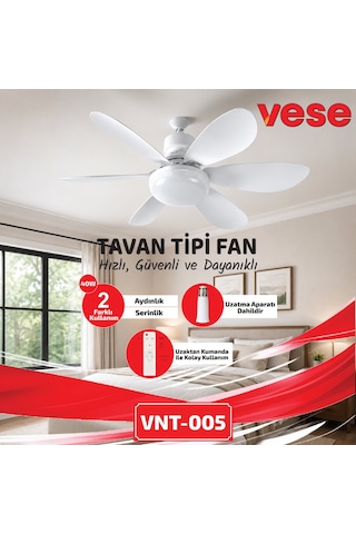 2in1 Tavan Vantilatör - Avize Lamba 40w Kumandalı 6knat Vnt-005 5492