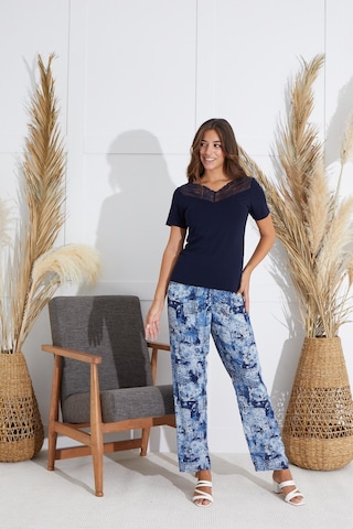 Sevim Kadın Dantelli Kısa Kol Lacivert Pijama Takım C1t5n551 001