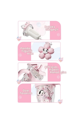 Dıller 860 Ml Pipetli & Rahat İçim Çift Kullanım Tritan Su Matarası Suluk -ffd860ml3renk Pembe