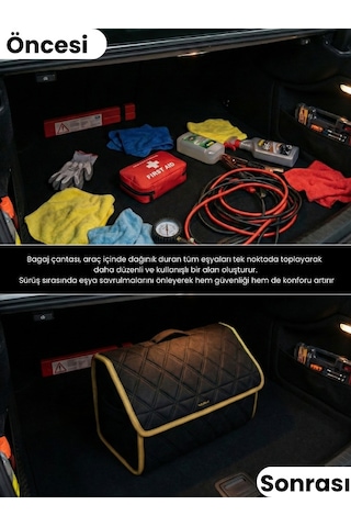 Araç Bagaj Düzenleyici Organizer Tay Tüyü Kaymaz Cırt Bantlı Geniş Hacimli Çanta A9