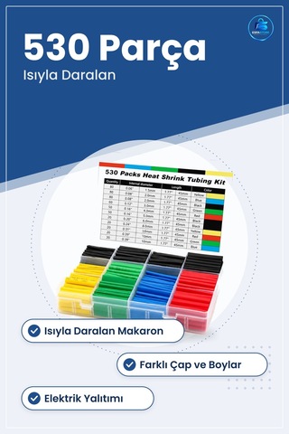 Kablo Makaron Tamir Seti 530 Parça Isıyla Daralan Büçüşen Elektri