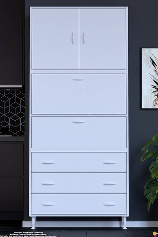 Ekin 90 Cm Bakliyat Dolabı Kahve Köşesi 3 Çekmeceli Çok Amaçlı Mutfak Kiler Banyo Dolabı Beyaz