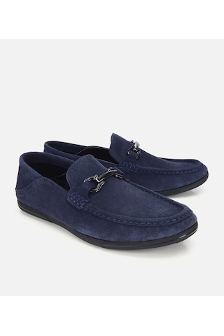 Hotiç Erkek Süet Deri Lacivert Toka Detaylı Comfort Loafer
