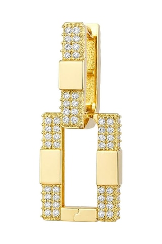 Çgk Çiğdem Gürel Kuyumculuk Çgk 22 Ayar Taşlı Dikdörtgen Altın Küpe Altın
