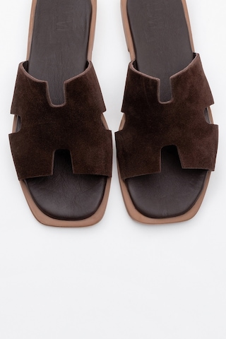 Luvishoes Luvi Shoes Jez Kahverengi Süet Hakiki Deri Kadın Terlik Kahverengi