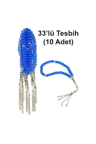 10 Adet 33lü Hac Umre Hediyelik Tesbih - Mavi