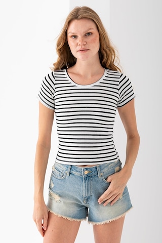 Giysa Kadın Bisiklet Yaka Çizgili Basic Body Siyah - 25509 Siyah