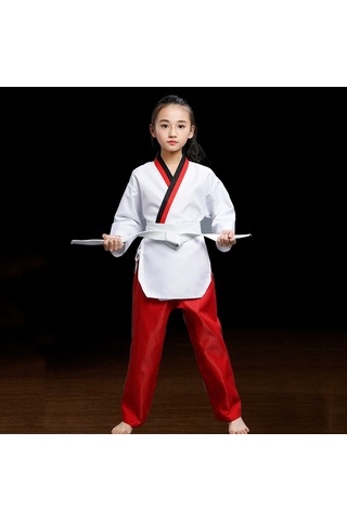 Sones Taekwondo Giyim Çocuk Yetişkin Pamuklu Erkek Ve Kadın Taekwondo Eğitim Üniformaları Pinoscience Kırmızı Pantolon Kırmızı