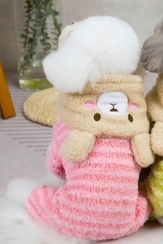 Caş Dekorasyon Pembe Renk Ayıcıklı Peluş Xl Köpek Tulum