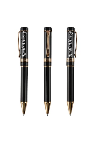 Kurumsal Hediyelik Kişiye Özel İsim Yazılı Tükenmez Kalem Logolu Özel Kutulu Kalem Seti Siyah