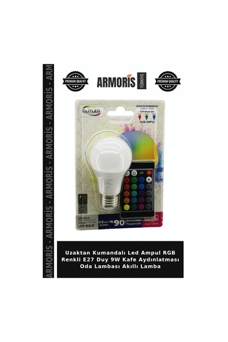 Uzaktan Kumandalı Led Ampul Rgb Renkli E27 Duy 9w Kafe Aydınlatması Oda Lambası Akıllı Lamba