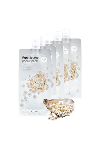 Missha Pure Source Pocket Pack Avantajlı Aydınlatıcı Nemlendirici ve İnci Özlü Uyku Maske Pearl 5 x 10 ML