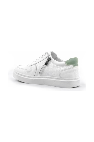 Hakiki Deri Beyaz Bağcıklı Fermuarlı Çocuk Sneaker