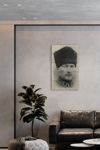 Atatürk Baskılı Doğal Taş Tablo - Duvar Dekoru 30x50 CM