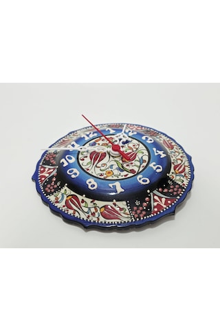 Çini Boyama Kabartma Duvar Saat 18cm - Çini Saat Çok Renkli 87586591
