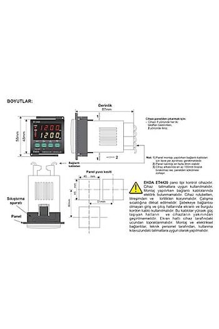 Enda Et4420-230vac 48x48mm Dijital Isı Kontrol Cihazı Termostat 1 Adet