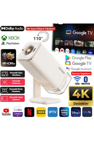 Vankyo Aurzen Boom Air Android Google TV 4K Destekli Projeksiyon Cihazı