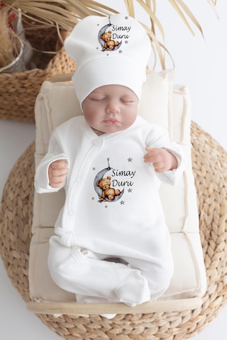 Bebewini Pamuk Baskılı 11'li İsimli Hastane Çıkışı M07 Ekru