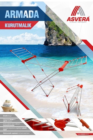 Safir Serisi - Armada Alüminyum Borulu Çamaşır Kurutmalık - Kanatlı Çamaşır Kurutma Askısı Gri