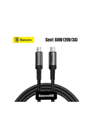 Gajeena Baseus Cafule Serisi Type-c Pd3.1 Gen1 60w 20v/3a 1m Veri Kablosu - Derin Gri Kasa + Siyah Kablolu Catklf-rg1