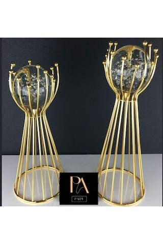 Gold G 2'li Ofis Metal Aksesuar Biblo Ev Salon Dekorasyon Obje