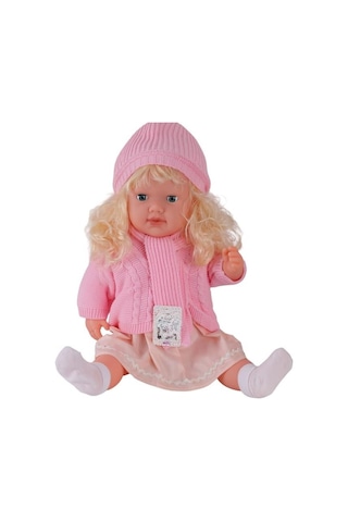 NessiWorld 7959 60 Cm Trikolu Hırkalı Saçlı Büyük Bebek Gri