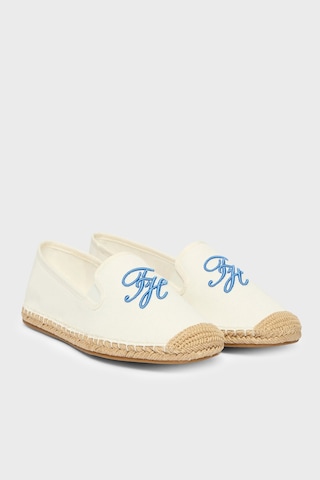 Tommy Hilfiger Logolu Nakış İşlemeli Kanvas Espadril Ayakkabı Kadın Ayakkabı Fw0fw09240 Ybl Beyaz