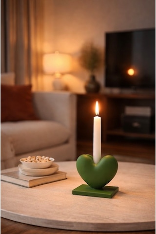Dekoratif Kalpli Şamdan Romantik Mumluk Yeşil